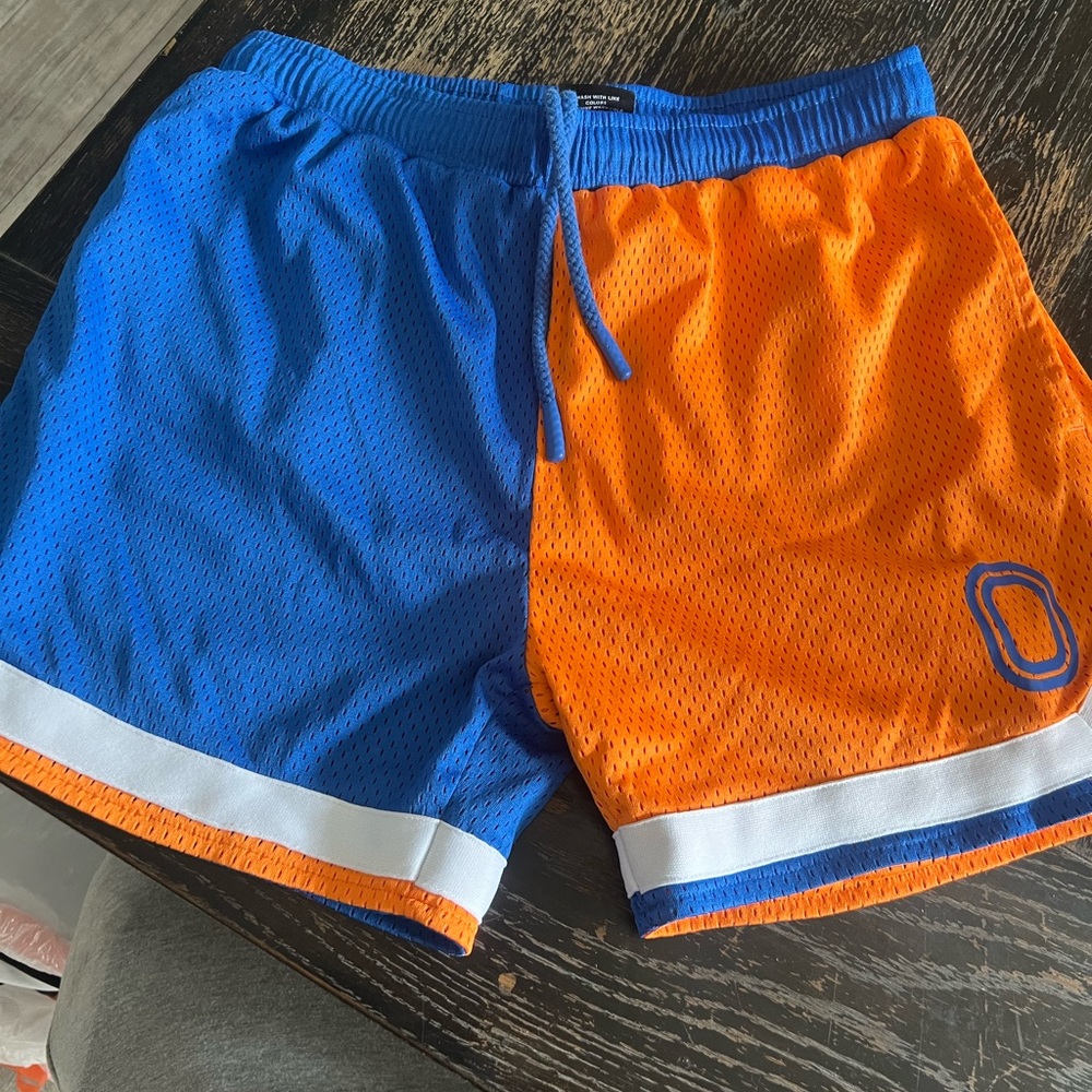 OTE Basketball Blue and Orange Split-Design Shorts